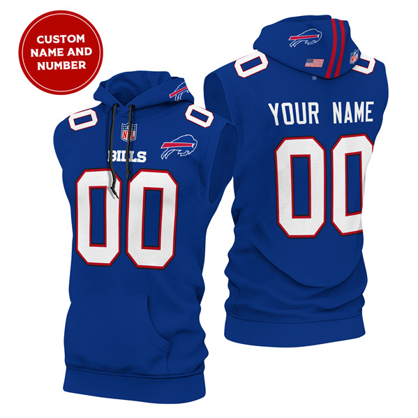 Men's Buffalo Bills Customized Royal Limited Edition Sleeveless Hoodie Men's Buffalo Bills Customized Royal Limited Edition Sleeveless Hoodie